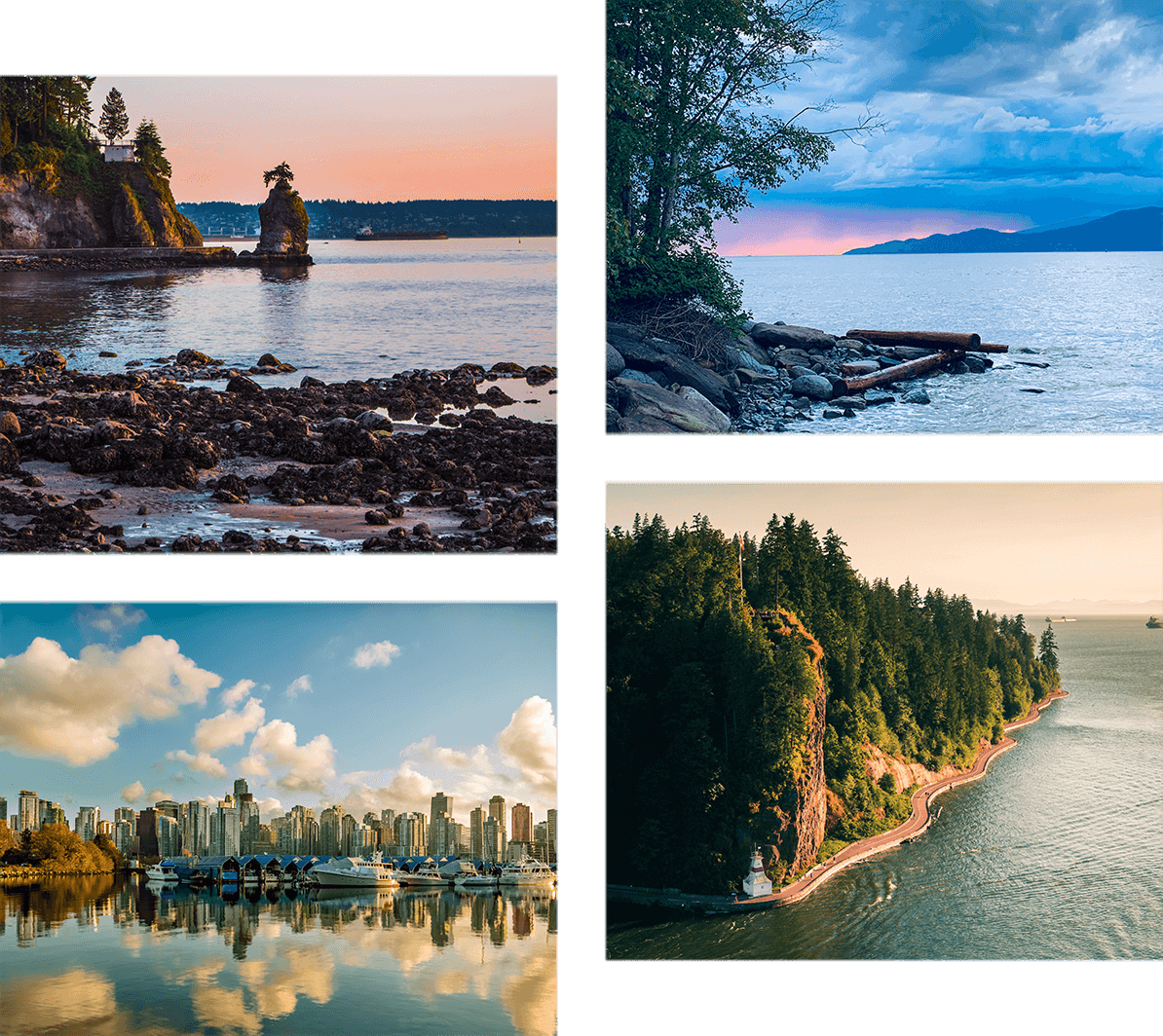 An image collage of different viewpoints in and around Vancouver.