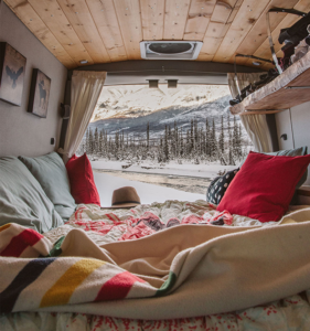 interior view of camper van during the winter