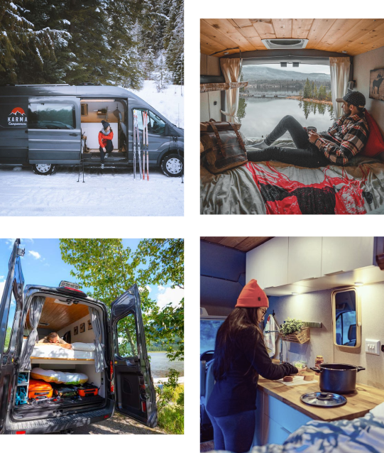 A photo collage of Karma campervans.